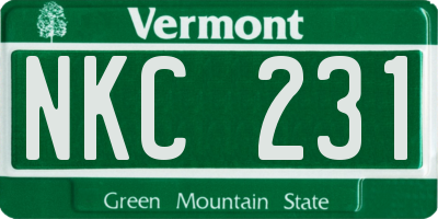 VT license plate NKC231