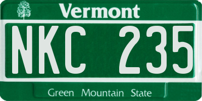 VT license plate NKC235