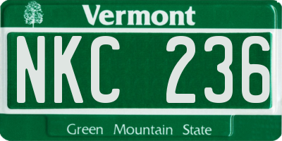 VT license plate NKC236