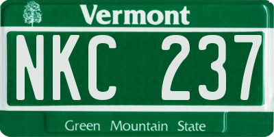 VT license plate NKC237