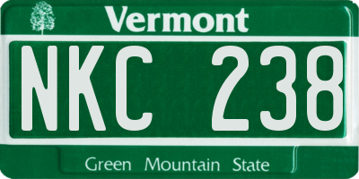 VT license plate NKC238