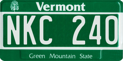 VT license plate NKC240