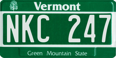 VT license plate NKC247
