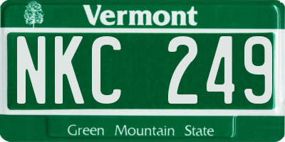 VT license plate NKC249