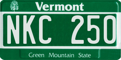 VT license plate NKC250