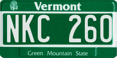VT license plate NKC260