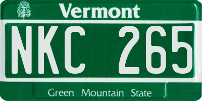 VT license plate NKC265