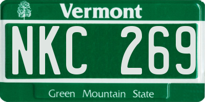 VT license plate NKC269