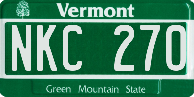 VT license plate NKC270