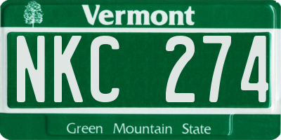 VT license plate NKC274