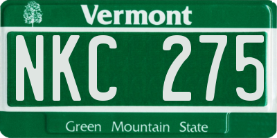 VT license plate NKC275