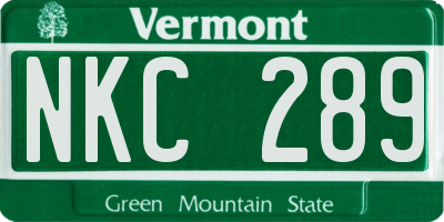 VT license plate NKC289