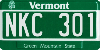 VT license plate NKC301