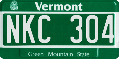 VT license plate NKC304