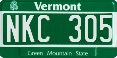 VT license plate NKC305