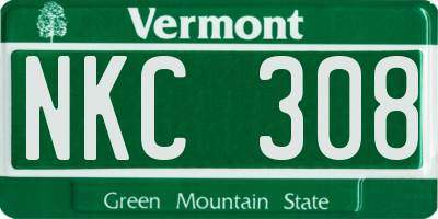 VT license plate NKC308