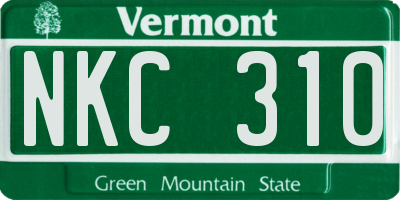 VT license plate NKC310
