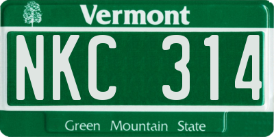 VT license plate NKC314