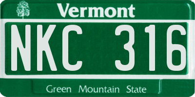VT license plate NKC316