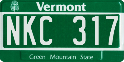 VT license plate NKC317