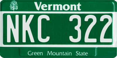 VT license plate NKC322