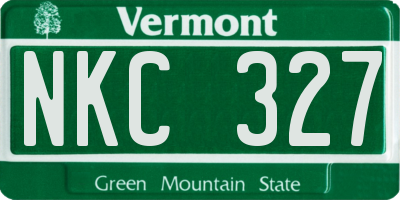 VT license plate NKC327