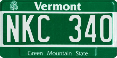 VT license plate NKC340