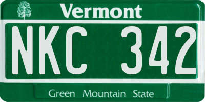 VT license plate NKC342