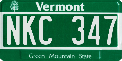 VT license plate NKC347