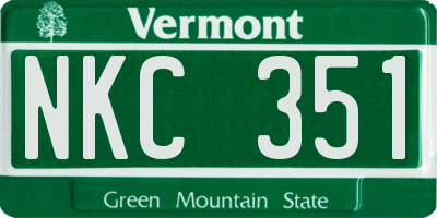 VT license plate NKC351
