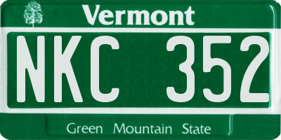 VT license plate NKC352