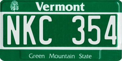 VT license plate NKC354
