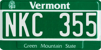 VT license plate NKC355