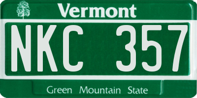 VT license plate NKC357