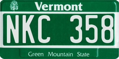 VT license plate NKC358