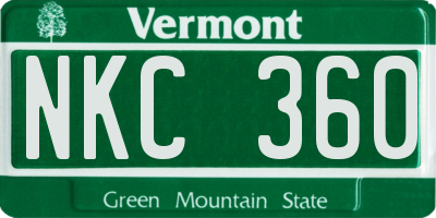 VT license plate NKC360