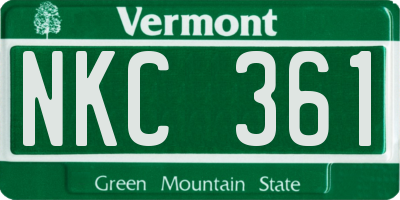 VT license plate NKC361