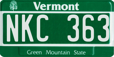 VT license plate NKC363