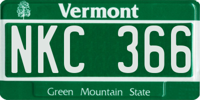 VT license plate NKC366