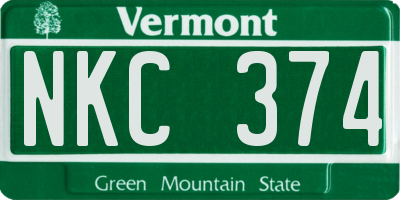 VT license plate NKC374