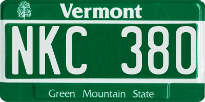 VT license plate NKC380