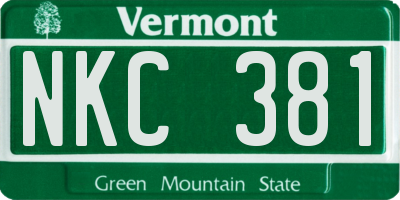 VT license plate NKC381