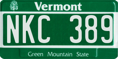 VT license plate NKC389