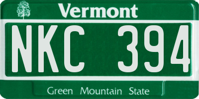 VT license plate NKC394