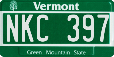 VT license plate NKC397