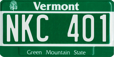VT license plate NKC401