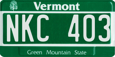 VT license plate NKC403