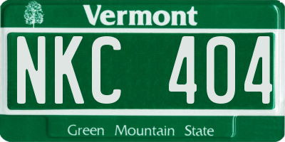 VT license plate NKC404