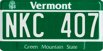 VT license plate NKC407