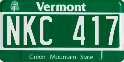 VT license plate NKC417